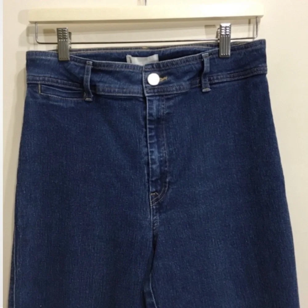 H&M Size 10 High Rise Wide Leg Crop Denim Jeans Medium Wash - Picture 4 of 8